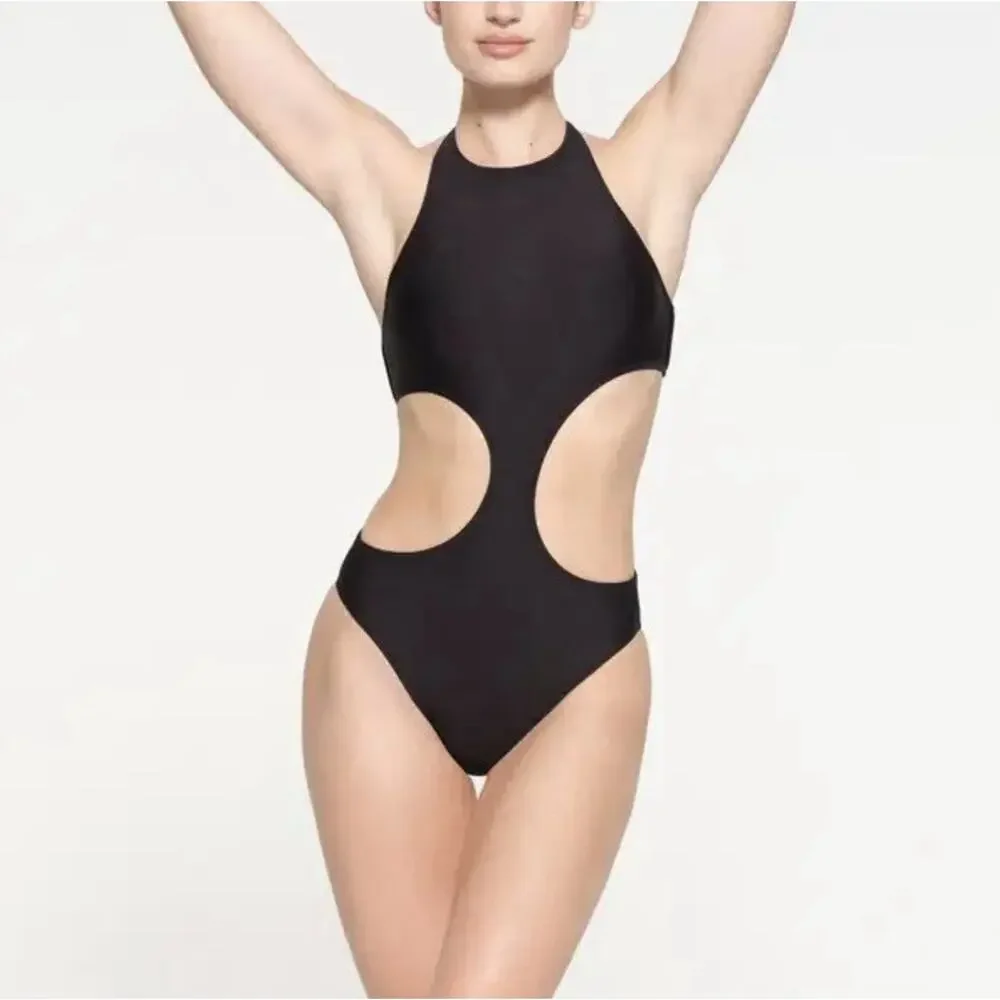 Skims Swim  One Piece Monokini Halter Swimsuit Beach Summer